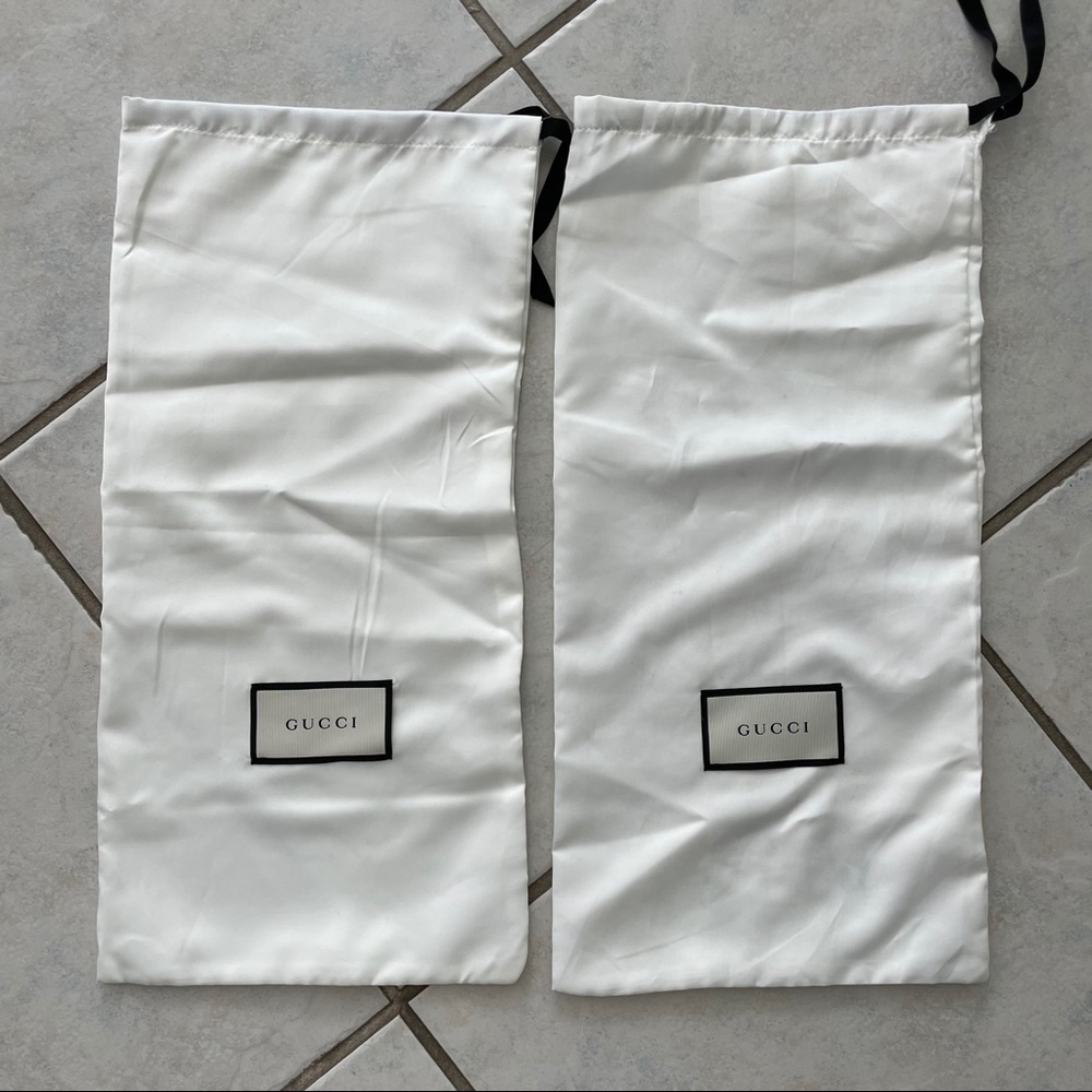 GUCCI Set 2 Shoe Dust Bags White Satin Authentic